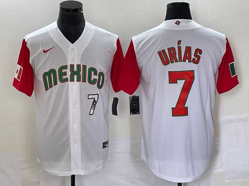 Men's Mexico Baseball #7 Julio Urias Number 2023 White Red World Classic Stitched Jersey16,We sell and wholesale Men's Mexico Baseball #7 Julio Urias Number 2023 White Red World Classic Stitched Jersey16 on line form chian!